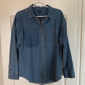 J Crew women’s oversized denim etienne button up shirt